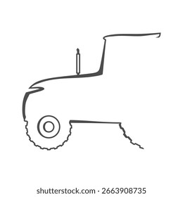 Thin line style abstract icon of tractor