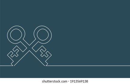 Thin line style crossed keys. Symbol of the papacy