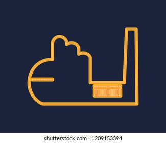 Thin line style factory icon. Web interface element