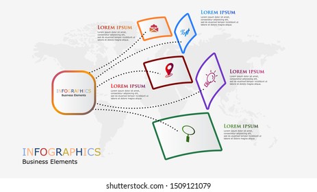 Thin line style infographic options template. 
Modern concept design template with 5 options, steps or parts.