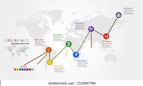 Thin line style infographic options template. 
Modern concept design template with 7 options, steps or parts.