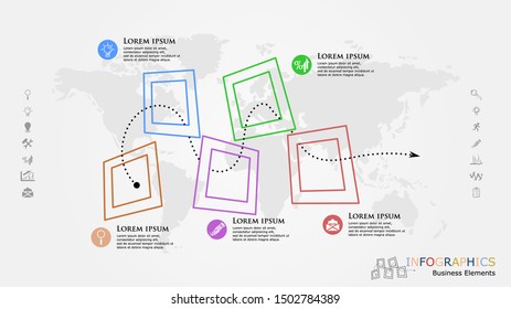 Thin line style infographics options template. Modern concept design template with 5 options, steps or parts.