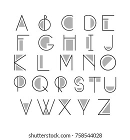 Thin line style, linear modern font, typeface made in minimalistic style. Latin alphabet letters. Vector design element. Type for cards, poster, banners, prints, logotypes.