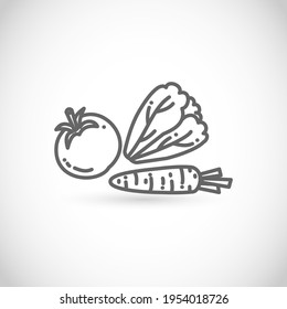 Thin line style vector icon - healthy vegetarian food, vegetables