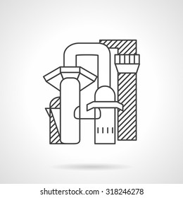 Thin Line Style Vector Icon For Pulp And Paper Mill. Plants And Factory, Manufacture Architecture. Web Design Element For Business.