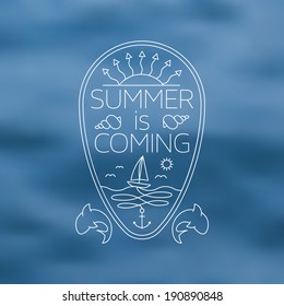 Thin Line Summer Holiday and Travel themed Nautical Outlined Background Illustration