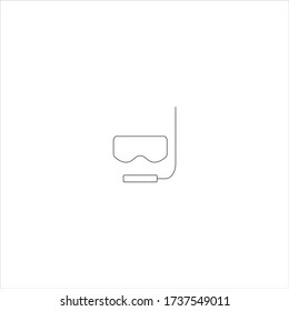 Máscara de nado de línea delgada vector sobre fondo blanco. Iconos de verano minimalistas. Símbolos de vacaciones. Máscara de buceo Scuba.