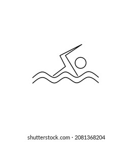 Thin Line Swiming Simple Icon Isolated On White Background.outline Swim Flat Icon