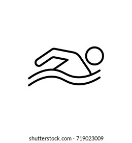 thin line swimming icon on white background