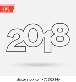 Thin line symbol 2018 isolated logo on white grey background. New Year.