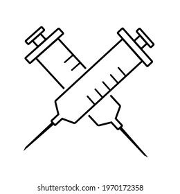 Thin line syringe icon vector image. Royalty-free.