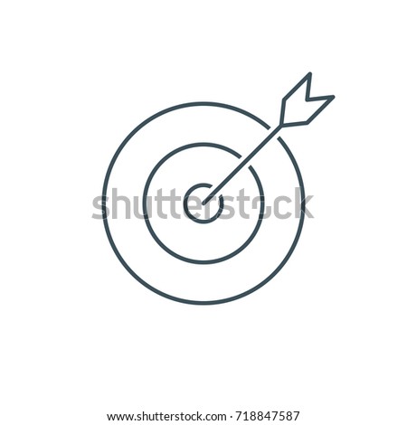 thin line target icon. outline advantage icon. successful shot in the darts target. isolated on white background. vector illustration