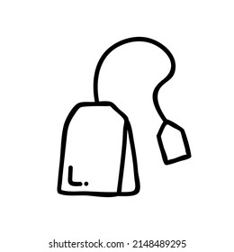 Icono de bolso de té de línea delgada aislado en fondo blanco - Ilustración del vector