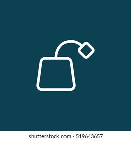 thin line tea bag icon on white background