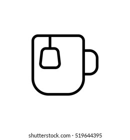 thin line tea cup icon on white background
