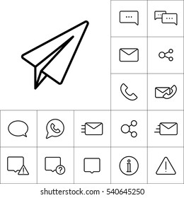 dünnes Telegramm, Flachsymbol auf weißem Hintergrund, Kommunikationssatz