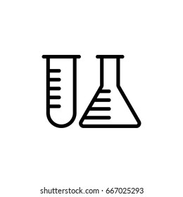 thin line test tube icon on white background