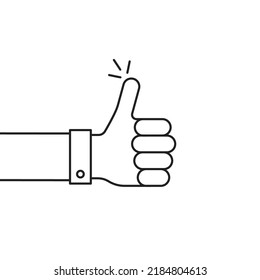 thin line thumb up icon for social media. outline stroke design web graphic client thought logotype element. concept of evaluation review or best seller badge or high bestseller label or top expert