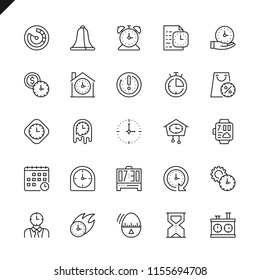 Thin line time icons set for website and mobile site and apps. Outline icons design. 48x48 Pixel Perfect. Linear pictogram pack. Vector illustration.