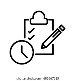 Thin line time management icon. Vector illustration isolated on a white background. Simple outline pictogram of time management.