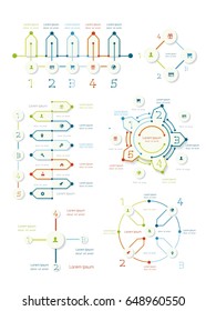 Thin Line Timeline Charts Vector Templates For Infograpic.