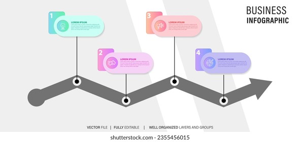 Thin line timeline minimal infographic concept with four periods

