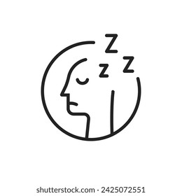 thin line tired or sleepy person icon. linear simple graphic modern design abstract nightmare logotype element isolated on white. concept of rest in office or workplace and chronic mental illness