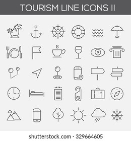 Thin line tourism icons, set 2
