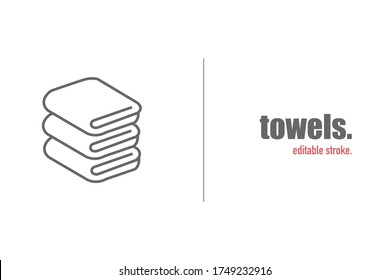 Thin line towel vector isolated on white background. Editable stroke. Eps10. Minimalist home and bathroom stuff icons. 