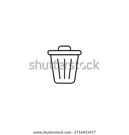 Thin Line Trash Delete Symbol for UI and Apps
Modern outline trash delete symbol created with a uniform 2.5px stroke. The icon features a geometric trash bin with lid and vertical slats, isolated on a white background