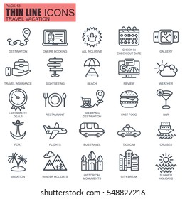 Thin line travel and tourism, for travel agencies icons set for website and mobile site apps. Pixel Perfect. Editable Stroke. Flat simple linear pictogram pack. Vector illustration.