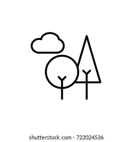 thin line trees icon on white background