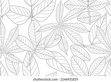 thin line tropical leaves seamless