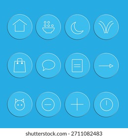 Paquete de iconos de UI UX de línea fina | Símbolos simples de rutina diaria para App   Casa de Sitios web, Comida, Sleep Chat Shopping