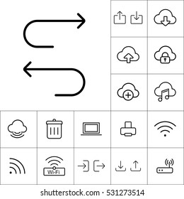 thin line undo redo icons on white background, web internet icons set
