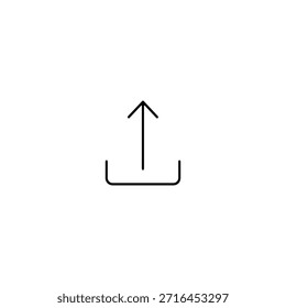 Símbolo de Carregamento de Linha Fina para Interface do Usuário e Aplicativos
Símbolo de carregamento de estrutura de tópicos moderno criado com um traço uniforme de 2,5 px. O ícone apresenta uma seta para cima apontando de uma linha horizontal, isolada em um fundo branco.