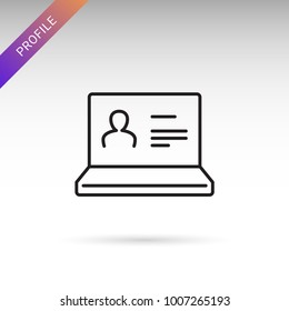Thin line user account, profile info icon on white background. Modern flat vector isolated icon.