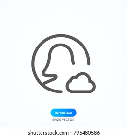 thin line user icon on white background. person symbol. human sign