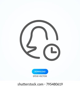 thin line user icon on white background. person symbol. human sign