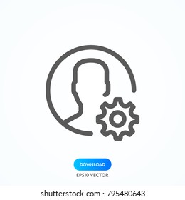thin line user icon on white background. person symbol. human sign