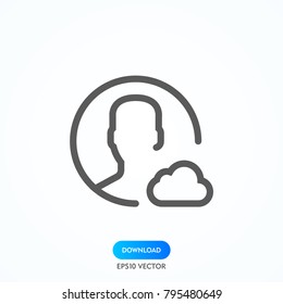 thin line user icon on white background. person symbol. human sign