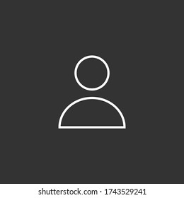 Icono de usuario de línea delgada con trazo blanco sobre fondo negro. Símbolos Minimalistas aislados. Eps 10.