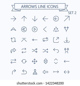 Thin line vector arrows icon set. Editable stroke. Optimized for 24px, scaled 8x. Pixel Perfect. Set 2.