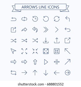 Thin line vector arrows icon set. Editable stroke. 24x24 px. Pixel Perfect.