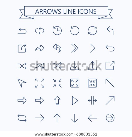 Thin line vector arrows icon set. Editable stroke. 24x24 px. Pixel Perfect.