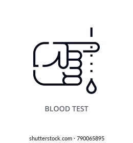 Thin line vector blood test icon or logo. Medicine and healthcare. Modern flat outline design. Premium quality linear pictogram. 