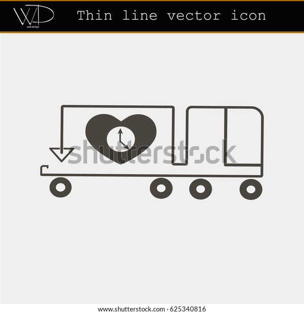Thin\
line vector delivery icon car with hart and\
clock