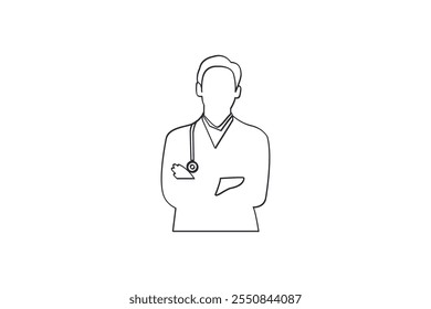 Ícone de médico do vetor de linha fina.