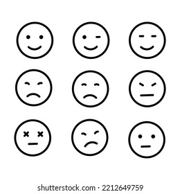 thin line vector emoticons icon set