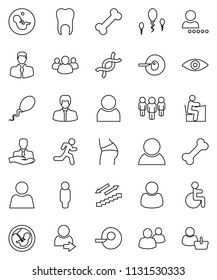 thin line vector icon set - student vector, manager, man, buttocks, stairways run, bone, client, group, disabled, eye, dna, pregnancy, insemination, sperm, tooth, user, login, consumer, customer